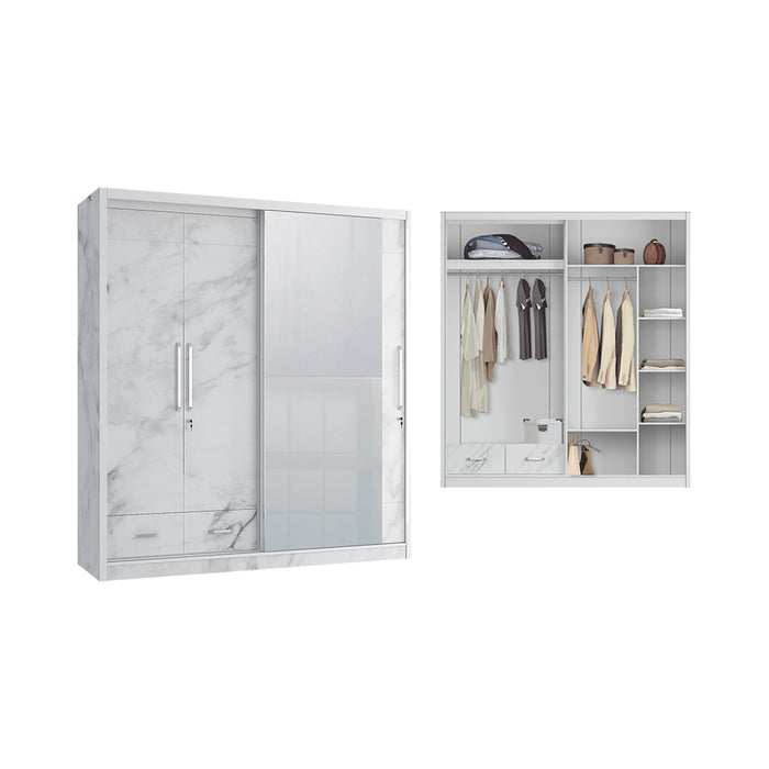 Lemari Pakaian Swing & Sliding Door Marble 4DSS