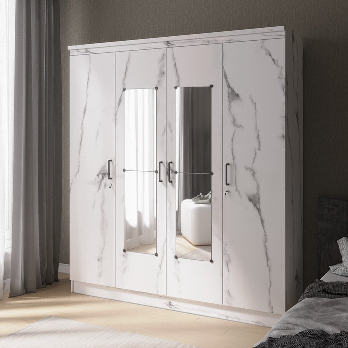 Lemari Pakaian 4P Jose – White Marble