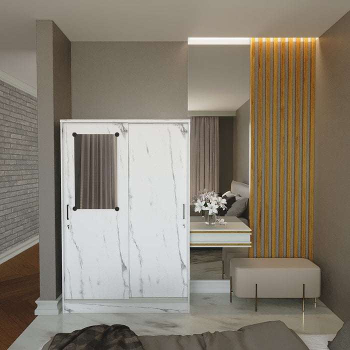 Lemari Pakaian MB SLD 120 – White Marble