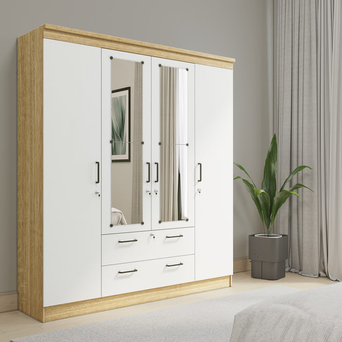 Lemari Pakaian Riley 4P Sonoma Light – White